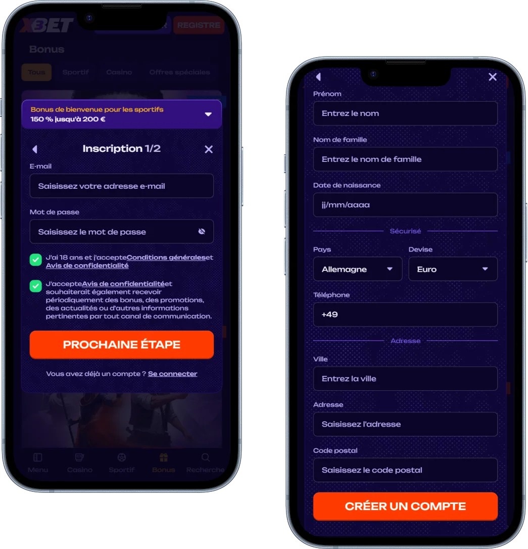 Casino X3Bet Inscription et connexion